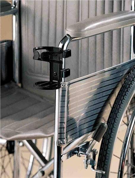 Wheelchair Beverage Holder, Standard Arm, Black