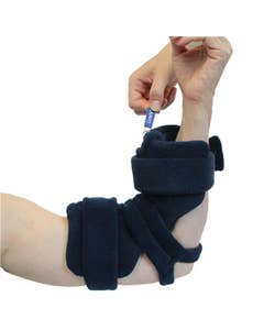 Comfy Locking Elbow Splint, with Pull Tab, 1x Cover, Adult, Navy Blue, Terry cloth cover