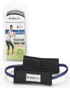 TheraBand Tubing Loop with Padded Cuffs, Blue, Intermediate/Advanced