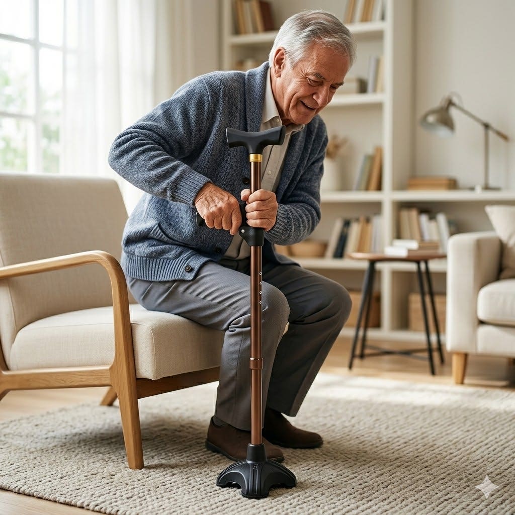 Days Sit to Stand Assist T-Handle Walking Stick with Lever, Bronze