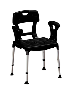 Commode Chair with Backrest and Armrest, black