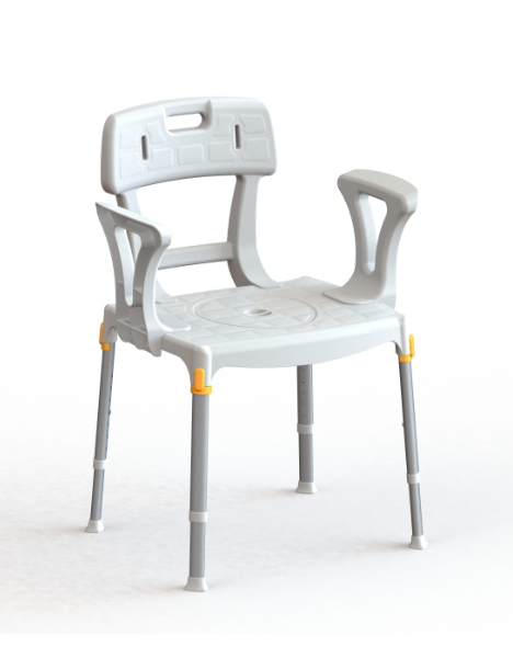 Commode Chair with Backrest and Armrest, black