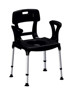 Commode Chair with Backrest and Armrest, black