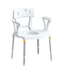 Commode Chair with Backrest and Armrest, black