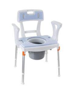 Commode Chair with Backrest and Armrest, black