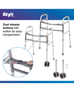 Days Bariatric Walker with Double 5" Wheels