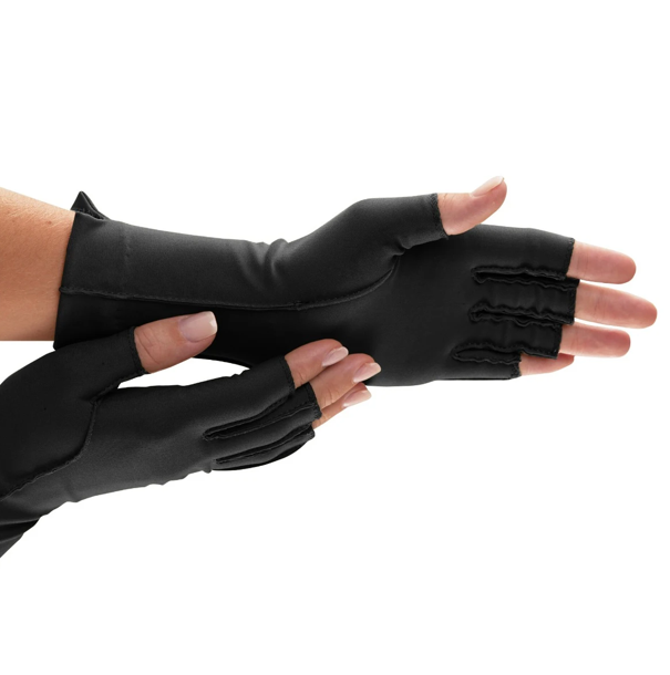 Isotoner Therapeutic Gloves (Black, Pairs), open finger