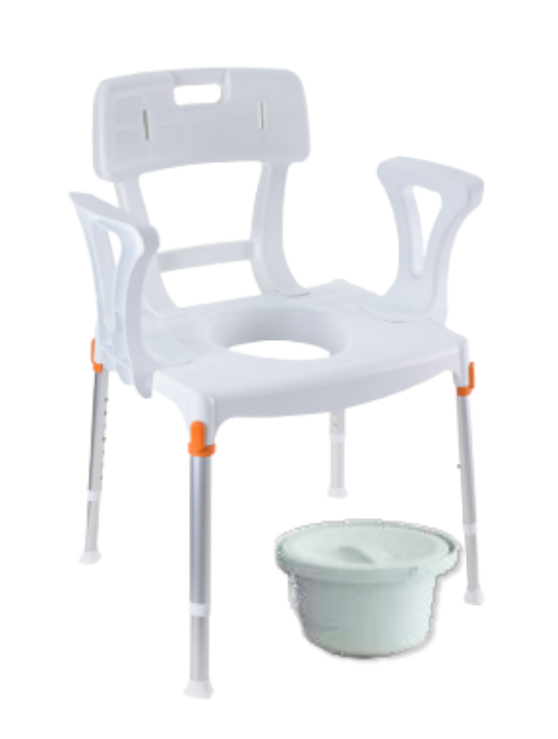 King Commode with Backrest, Armrest & Bucket