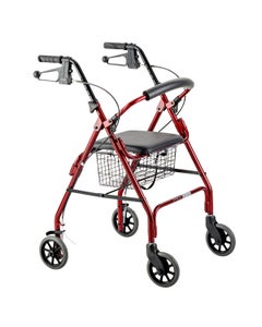 Days Seat Walker with Handbrakes and Curved Backrest, Red, 2/ctn