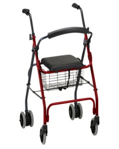 Days Seat Walker with Compression Brakes and Curved Backrest, Red, 2/ctn