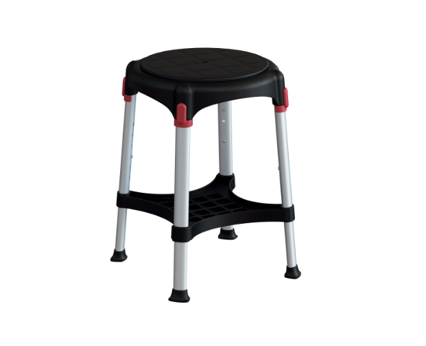 King Rotating Round Stool with Tray, Height Adjust, white