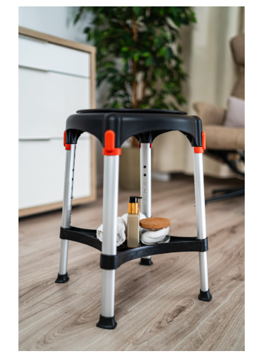 King Rotating Round Stool with Tray, Height Adjust, white