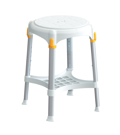 King Rotating Round Stool with Tray, Height Adjust, white