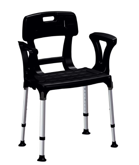 King Shower Seat with Back & Armrests, black
