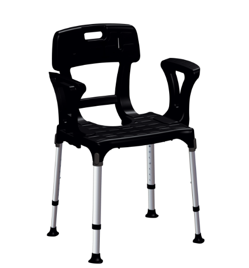 King Shower Chair with Cutout - Back & Armrests, white