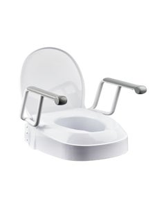 Homecraft Raised Toilet Seat with Armrests, three fixed adjustable seat heights 60mm, 100mm, 150mm