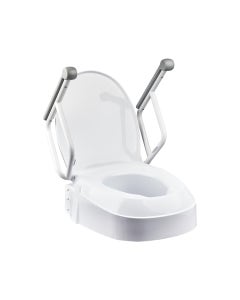 Homecraft Raised Toilet Seat with Armrests, three fixed adjustable seat heights 60mm, 100mm, 150mm